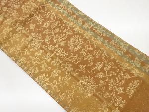 縞に花唐草模様織出し名古屋帯